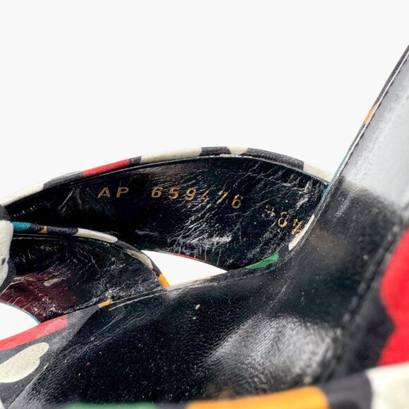 Saint Laurent Bianca Platform Sandals Size 38.5 US 8.5 Multicolor Heart Satin - Picture 14 of 14